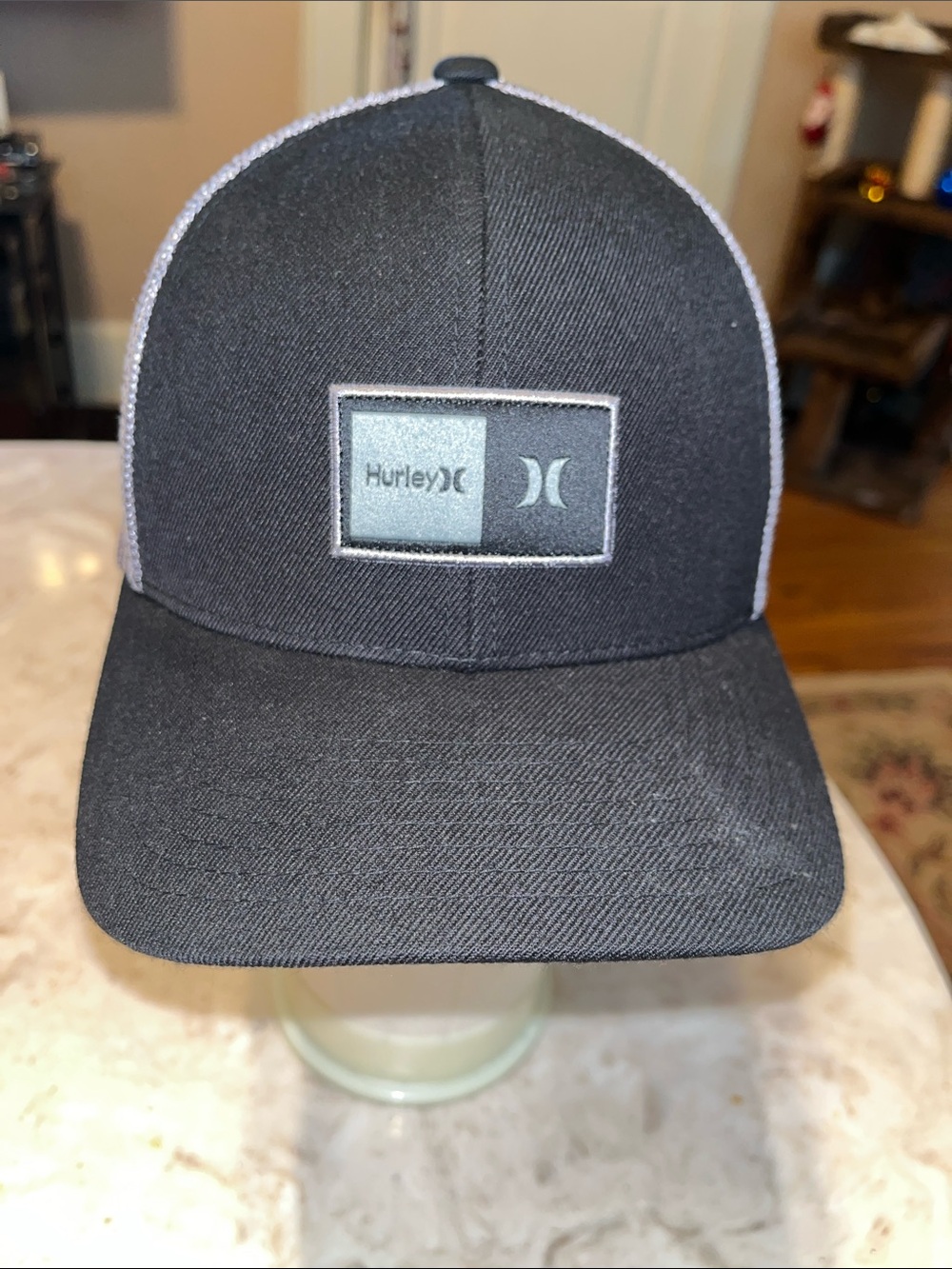 Hurley Black and Gray Logo Patch Flex-Fit Trucker Cap